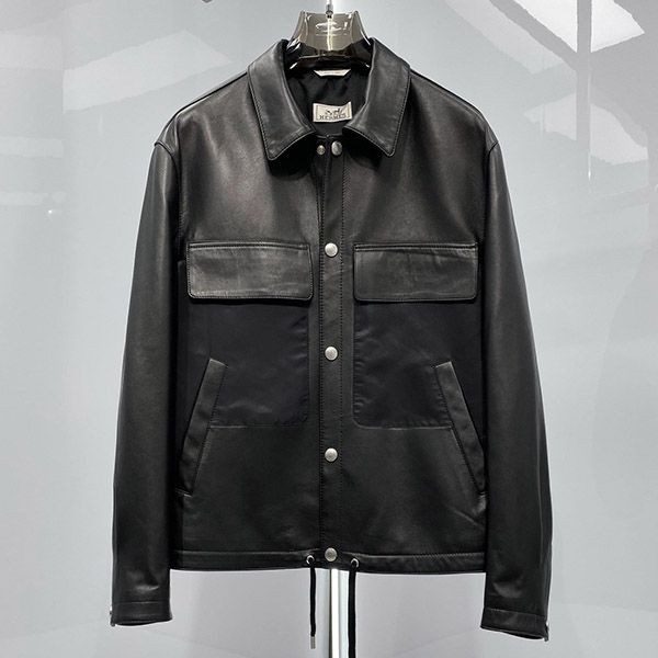 Hermes short jacket copy black deerskin erq47805