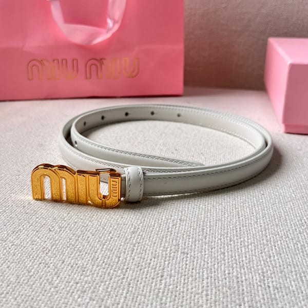 ★Popular in Japan! Miu Miu Logo Slim Belt with Metal Buckle Replica myl54677