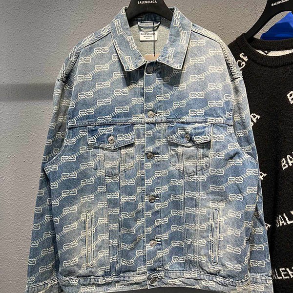 Best Price Guarantee Balenciaga Men's BB Monogram Denim Jacket Replica 675208TM