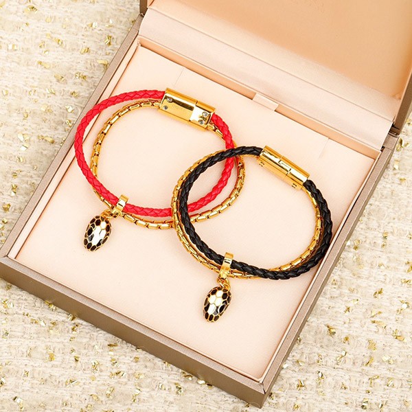 Bvlgari Serpenti Forever Leather Bracelet Replica Bus57283