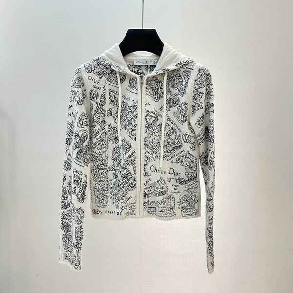Paris motif? [Dior replica] Hooded cashmere cardigan x0930