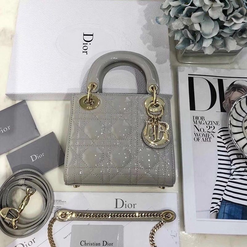 Extremely rare! Lady Dior patent calfskin mini bag replica M0531OWCB_M11G Extremely rare! Lady Dior patent calfskin mini bag replica M0531OWCB_M11G