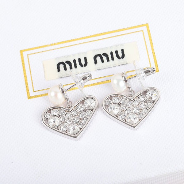 Miu Miu Micro Jewel Earrings Replica "Cream White/Crystal" 5JO649