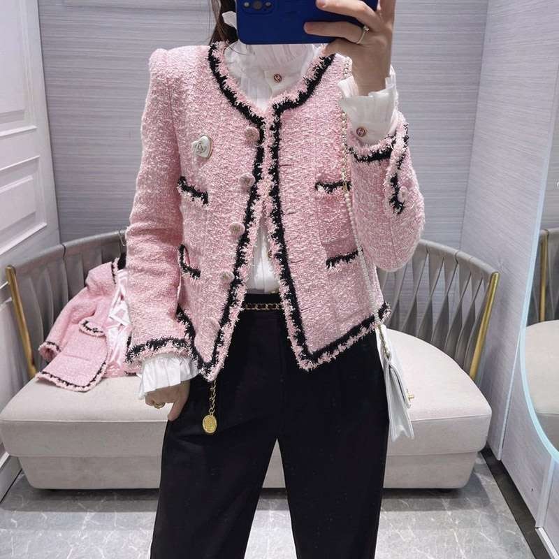 New for Spring/Summer: Chanel Fake Tweed Jacket Pink shk74733