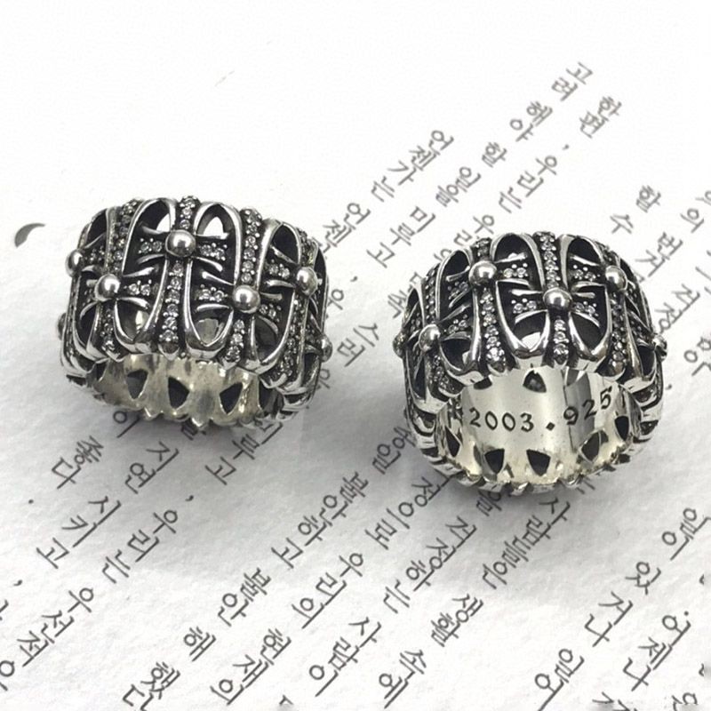 Free shipping CHROME HEARTS replica cemetery cross diamond ring Kuk31573