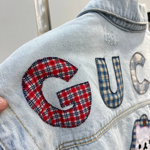 gucci cropped logo denim jacket replica gus42836