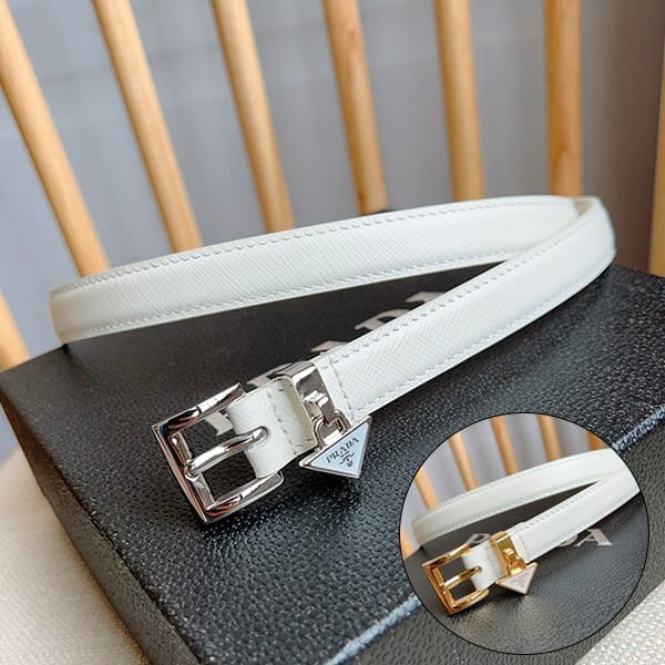 Perfect gift: fake Prada belt, leather, triangular logo, metal charm, 15mm, 2 colors, pul21292