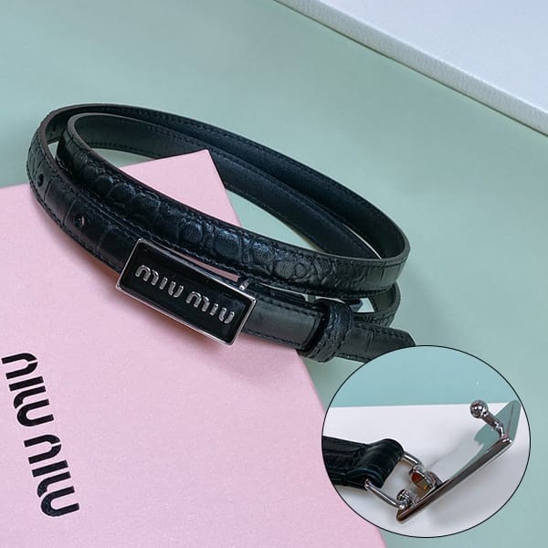 Very popular! Miu Miu replica Logo slim belt with metal buckle mym71929