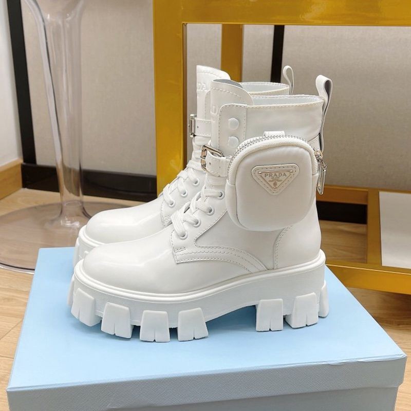 World-famous? Prada Monolith Replica Brushed Leather x Nylon Combat Boots pux73192