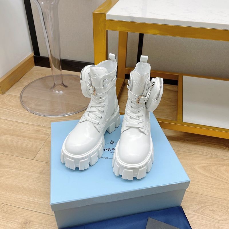 World-famous? Prada Monolith Replica Brushed Leather x Nylon Combat Boots pux73192