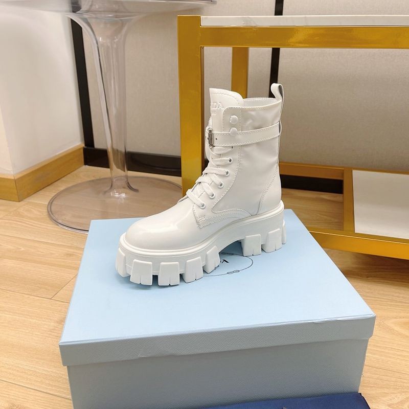 World-famous? Prada Monolith Replica Brushed Leather x Nylon Combat Boots pux73192
