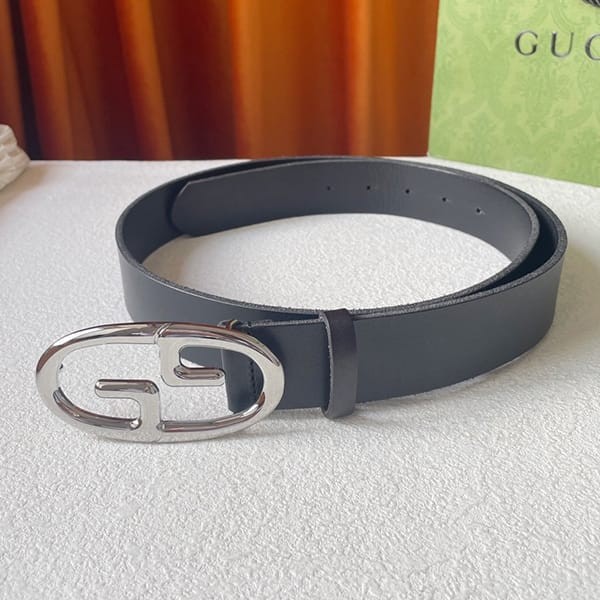 Immediate shipping Gucci replica GG buckle smooth leather belt 35mm gus68294