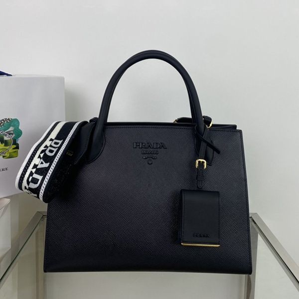 Cheap Prada Monochrome Saffiano Leather Tote Bag Replica with Tracking pug81598