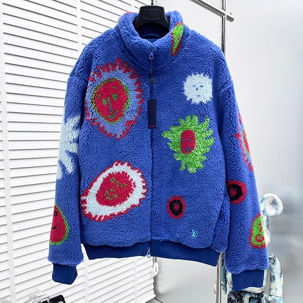 LV x YK Fake Face Zip Fleece Blouson 1AB6WZ LV x YK Fake Face Zip Fleece Blouson 1AB6WZ