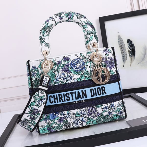 Cheap Lady Dior replica with tracking LADY D-LITE floral medium bag ded40864