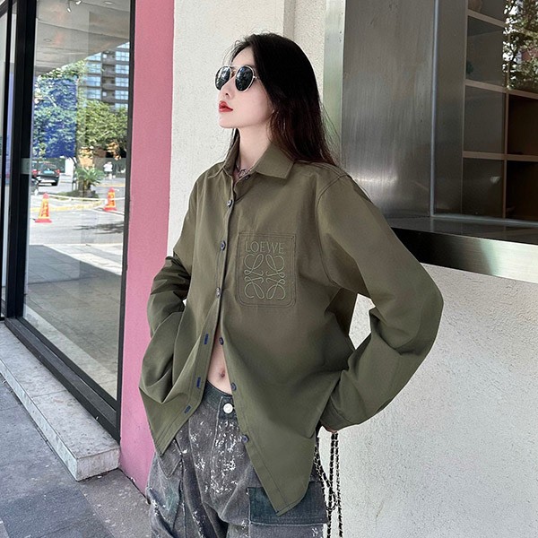 Loewe Anagram Logo Denim Shirt Replica Long Sleeve Overshirt lon92390 Loewe Anagram Logo Denim Shirt Replica Long Sleeve Overshirt lon92390