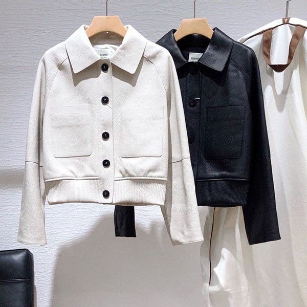 Hermes Medor Detail Leather Coat Replica erb53620