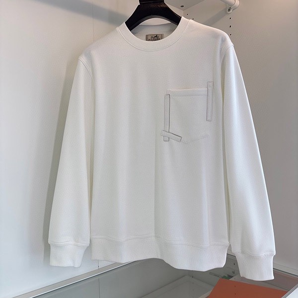 Hermes Replica Pocket Cotton "Tape Leather" Sweatshirt H367840 Hermes Replica Pocket Cotton "Tape Leather" Sweatshirt H367840