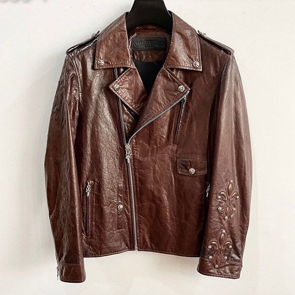Quick delivery Chrome Hearts Leather Double Riders Jacket Replica Kuz33355