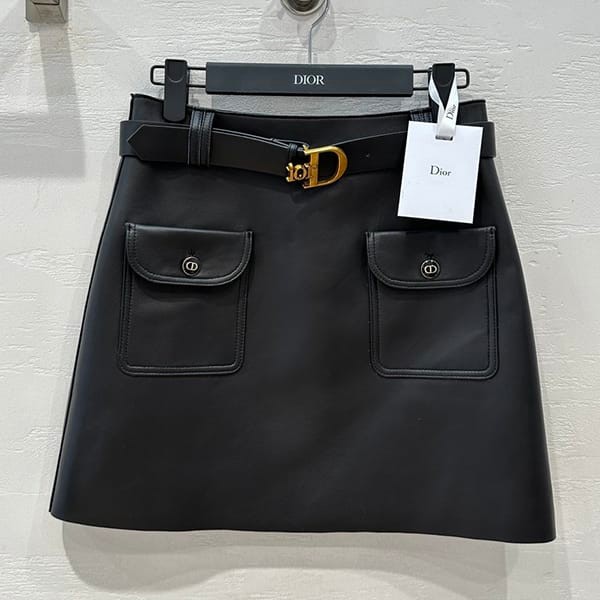 [Great Deal] Dior Leather Mini Skirt with CD Buckle Replica deo60270
