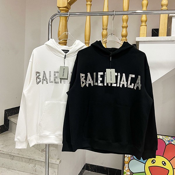 Balenciaga Replica Tape Type Logo Cotton Hoodie bai09453 Balenciaga Replica Tape Type Logo Cotton Hoodie bai09453