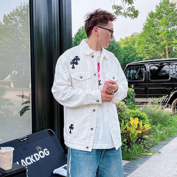 Chrome Hearts Leather Patch Denim Shirt Replica 739024