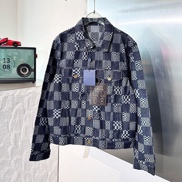 [New 23AW] Louis Vuitton Damier Embroidery Denim Jacket Replica vuz01267