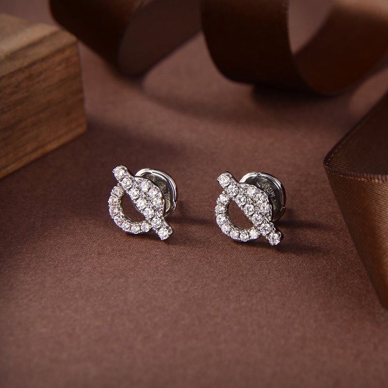 ★Popular in Japan! Hermes Finesse Earrings Replica White Gold/Diamond H219510B00