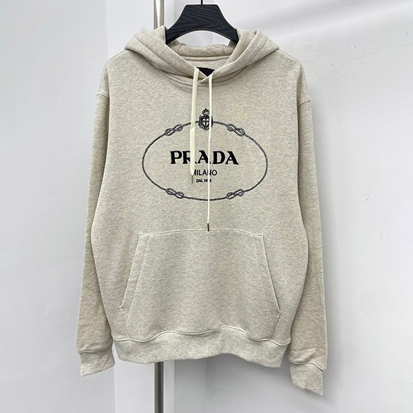Prada logo cotton fleece hoodie replica pub48616