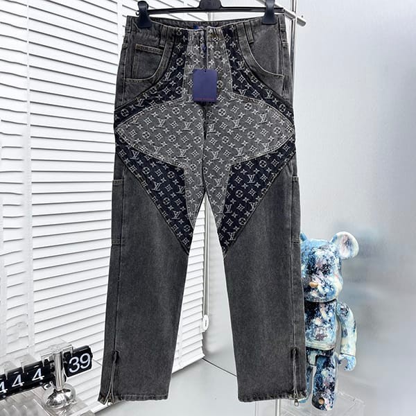 Very popular! Louis Vuitton Monogram Flower Denim Pants Replica 1ABYE8