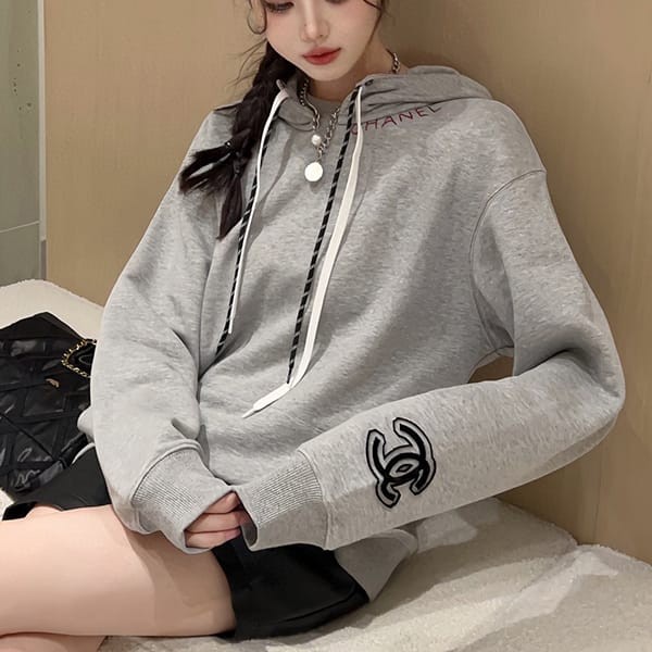 Stylish Celine Hooded Loose Sweatshirt Fake Cotton Fleece Cer00546 Stylish Celine Hooded Loose Sweatshirt Fake Cotton Fleece Cer00546