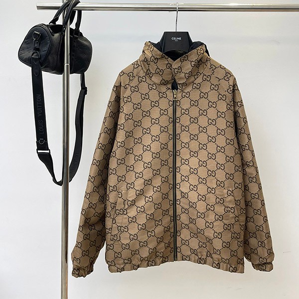 Gucci GG cotton canvas zip jacket replica guj06216 Gucci GG cotton canvas zip jacket replica guj06216