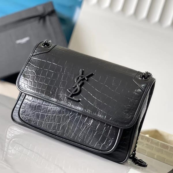 Battle for Saint Laurent Replica Crocodile Leather Niki Bag Sag74193