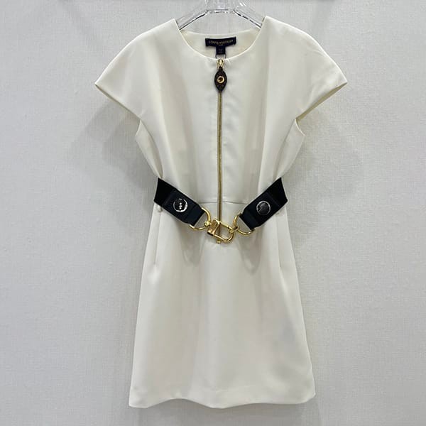 Louis Vuitton replica, elegant cap sleeve dress, white, vus36933