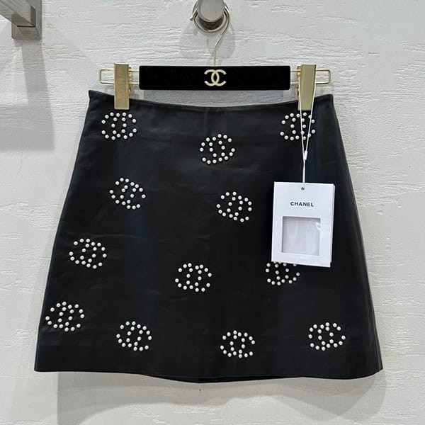 Instant delivery Chanel replica mini skirt leather shs76294