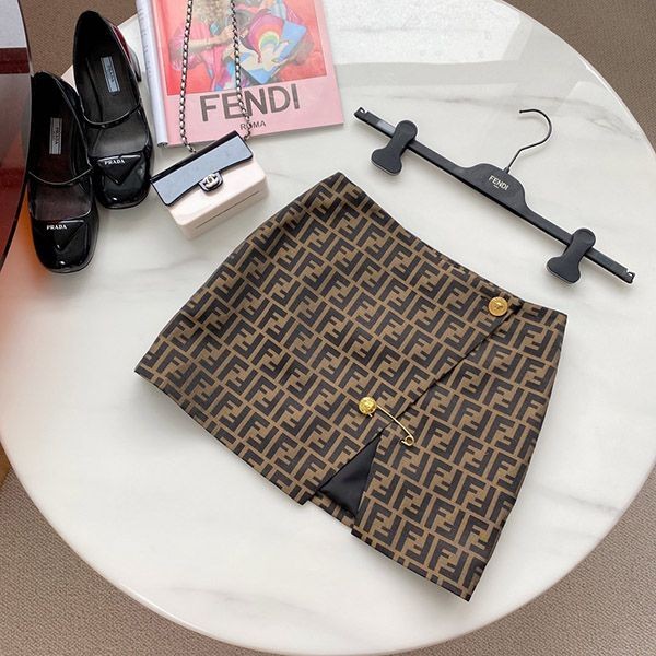 Fendi Fake Brown Canvas Skirt feb18915