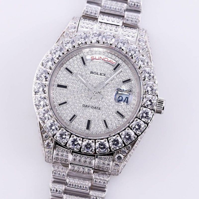 Rolex replica watch Day-Date 39MM men's silver with full diamonds roj83110, sure to sell out Rolex replica watch Day-Date 39MM men's silver with full diamonds roj83110, sure to sell out