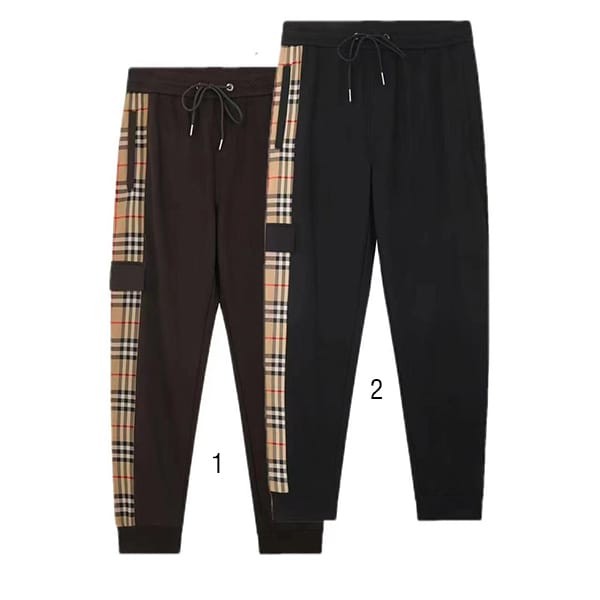 Burberry Check Panel Cotton Jogging Pants, popular worldwide, 2 colors, 8024541