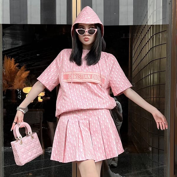 Battle for the Dior Sweatshirt Imitation Short Sleeve Hooded Oblique Top and Bottom Set dez57050