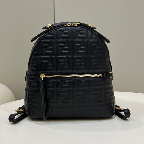 Immediate shipping Fendi small brown leather FF backpack replica fet02789