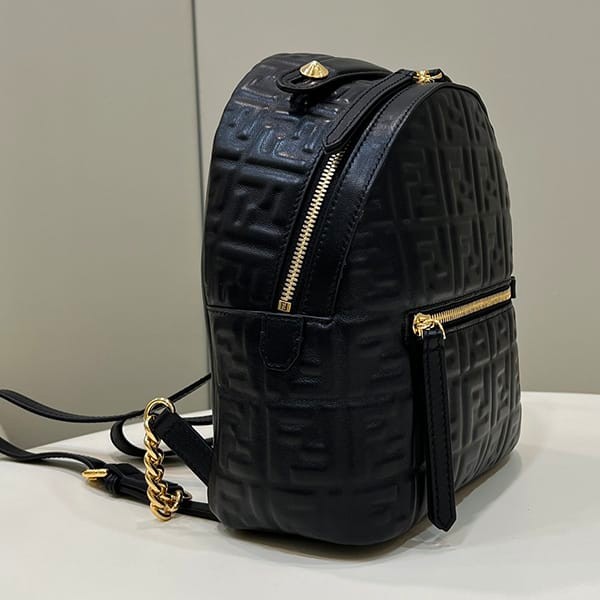 Immediate shipping Fendi small brown leather FF backpack replica fet02789
