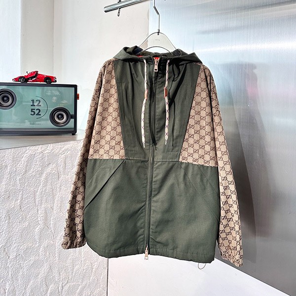 This season's must-have! Gucci GG cotton canvas zip jacket replica gup74509