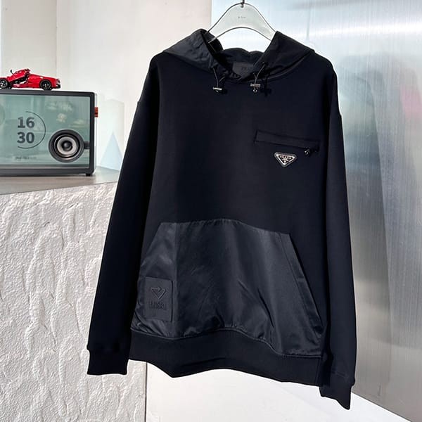 Classic Prada Triangle Logo Hoodie Parka PUF24610