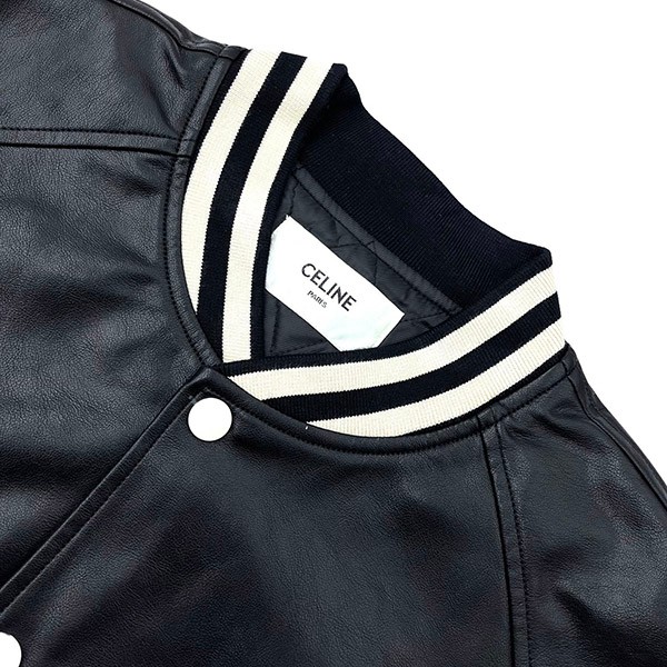 celine teddy logo applique leather bomber jacket replica vup19938