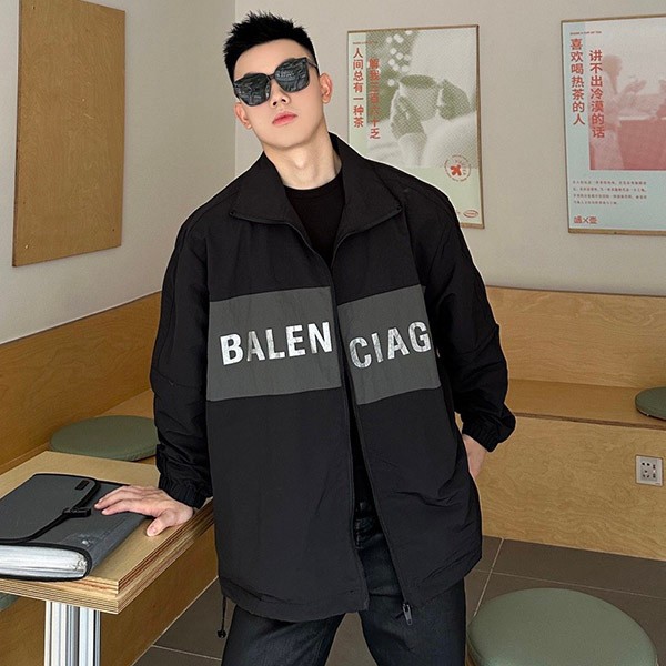 Balenciaga mesh lined nylon x denim jacket replica ban85002