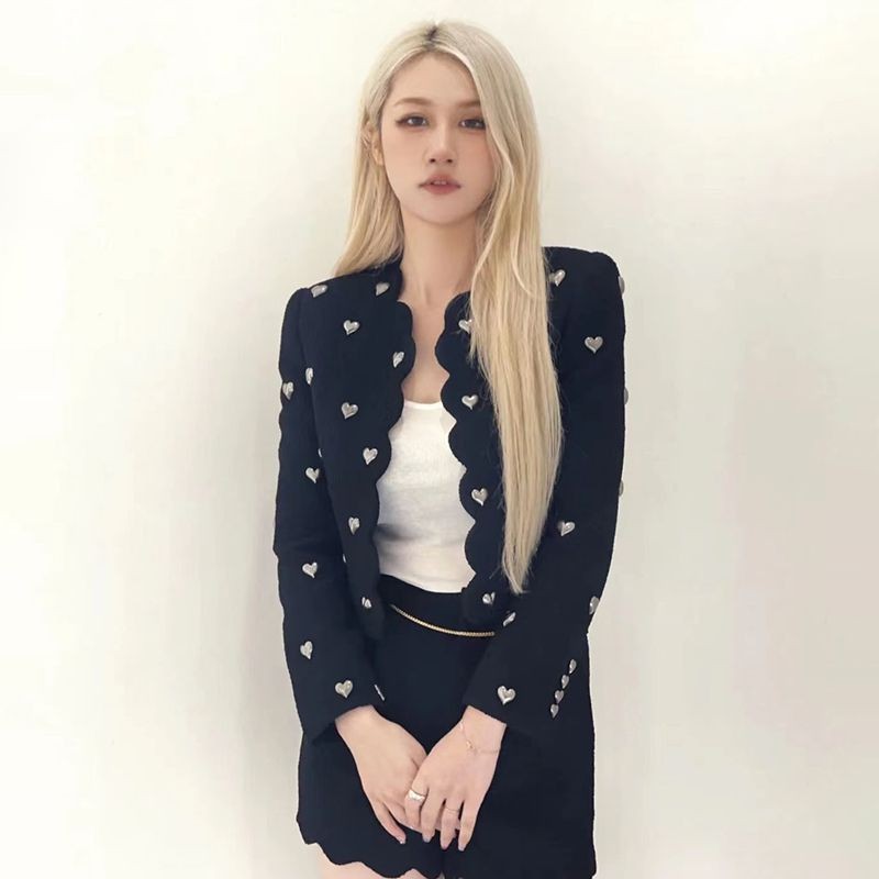 ★Popular in Japan! Saint Laurent Cropped Jacket Replica Heart Boucle Tweed San24580 ★Popular in Japan! Saint Laurent Cropped Jacket Replica Heart Boucle Tweed San24580