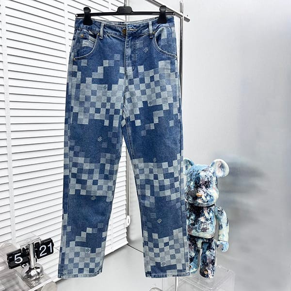 Cute Louis Vuitton Salt Print Denim Pants Replica vub54956