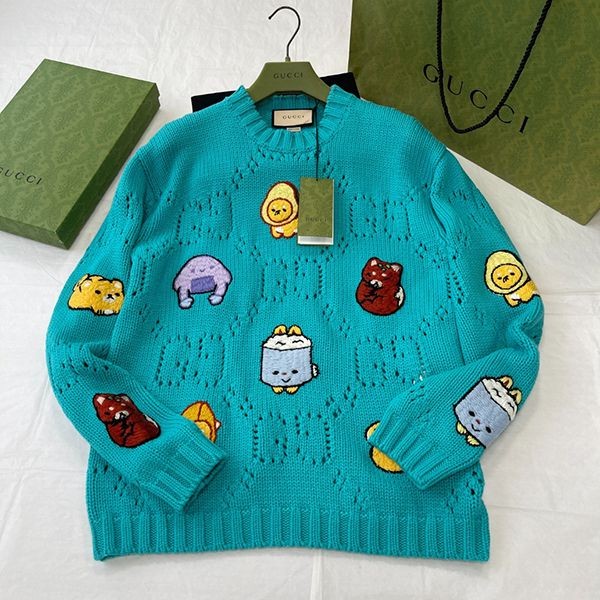 Attention-grabbing! Gucci cartoon animal embroidered knit sweater copy gug35744 Attention-grabbing! Gucci cartoon animal embroidered knit sweater copy gug35744