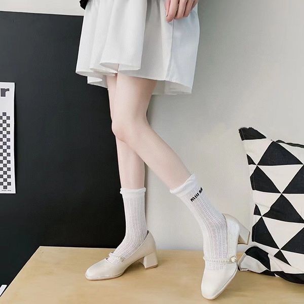 [Women's dream☆] Miu Miu socks replica set of 4 black and white myt43219