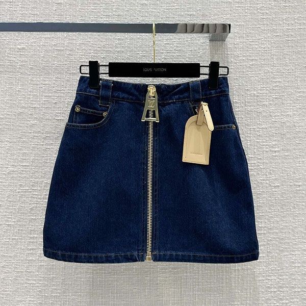 High-end brand Louis Vuitton zipper denim replica mini skirt vut93056